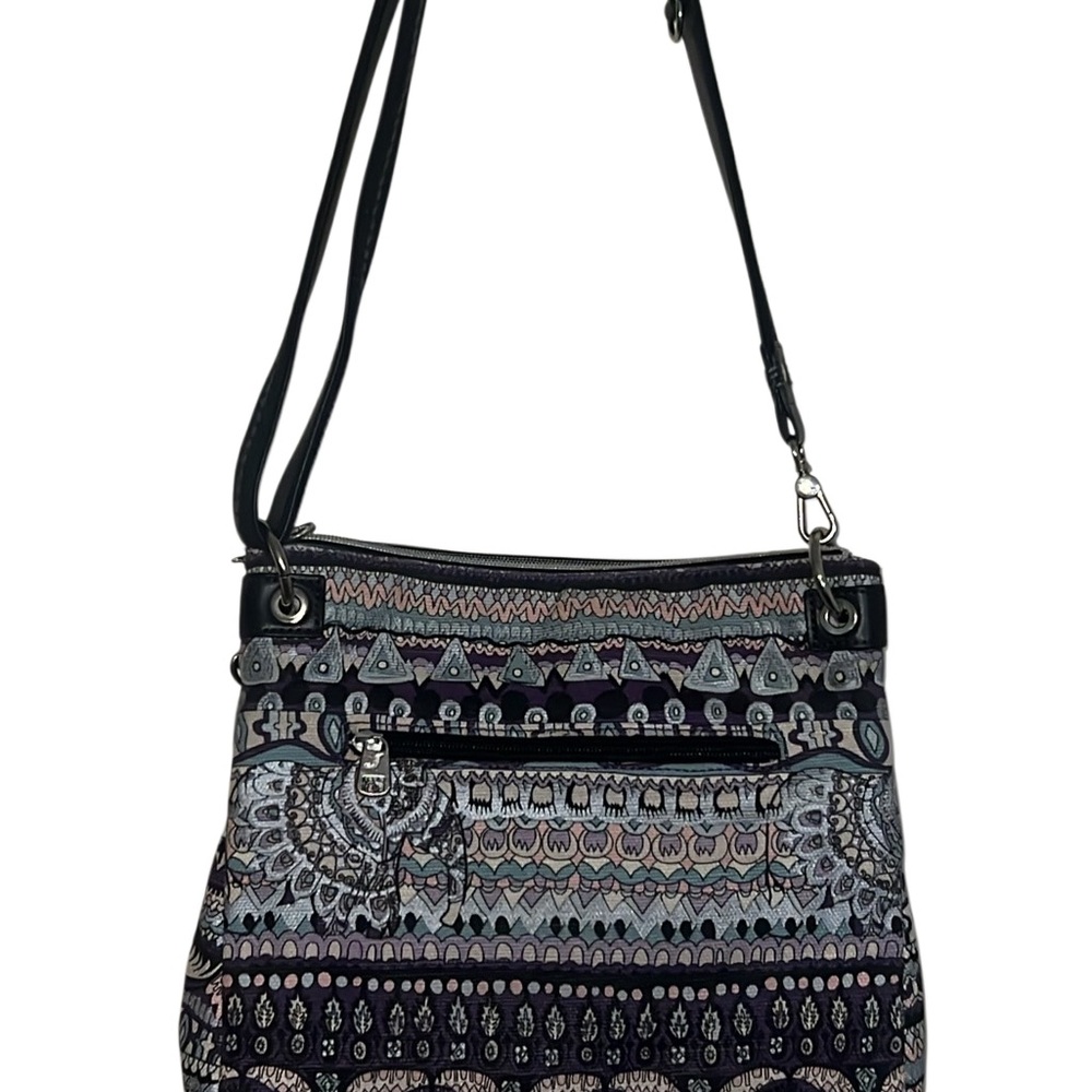 Sakroots Artist Circle Flap Crossbody bag purple canvas elephants - Picture 9 of 9
